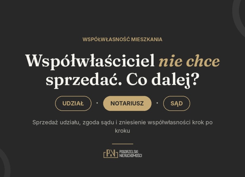 Współwłaściciel nie chce sprzedać mieszkania: sprzedaż udziału i zniesienie współwłasności