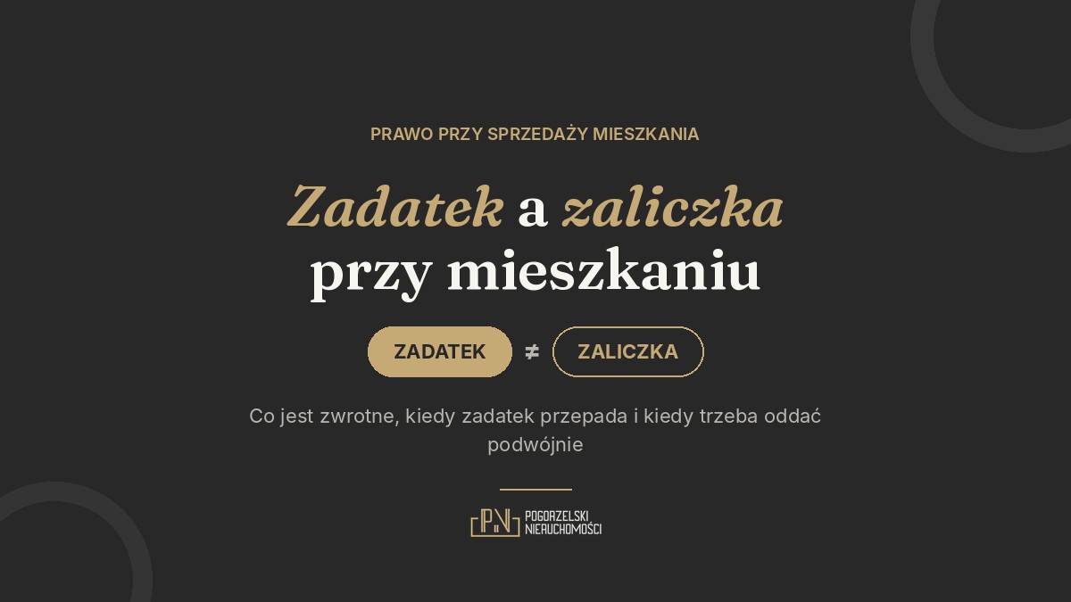 Zadatek a zaliczka przy mieszkaniu – co jest zwrotne i kiedy zadatek przepada?